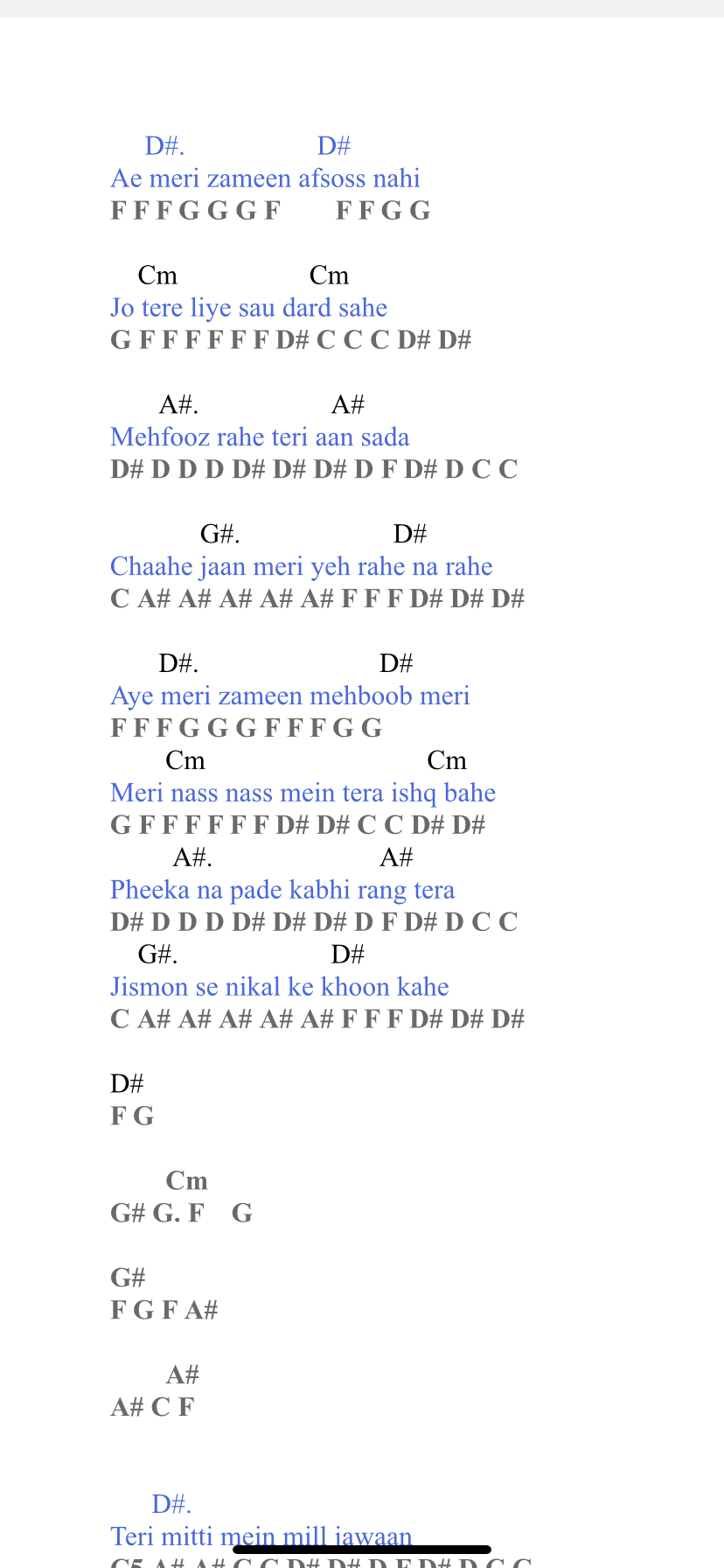 Teri mitti chords