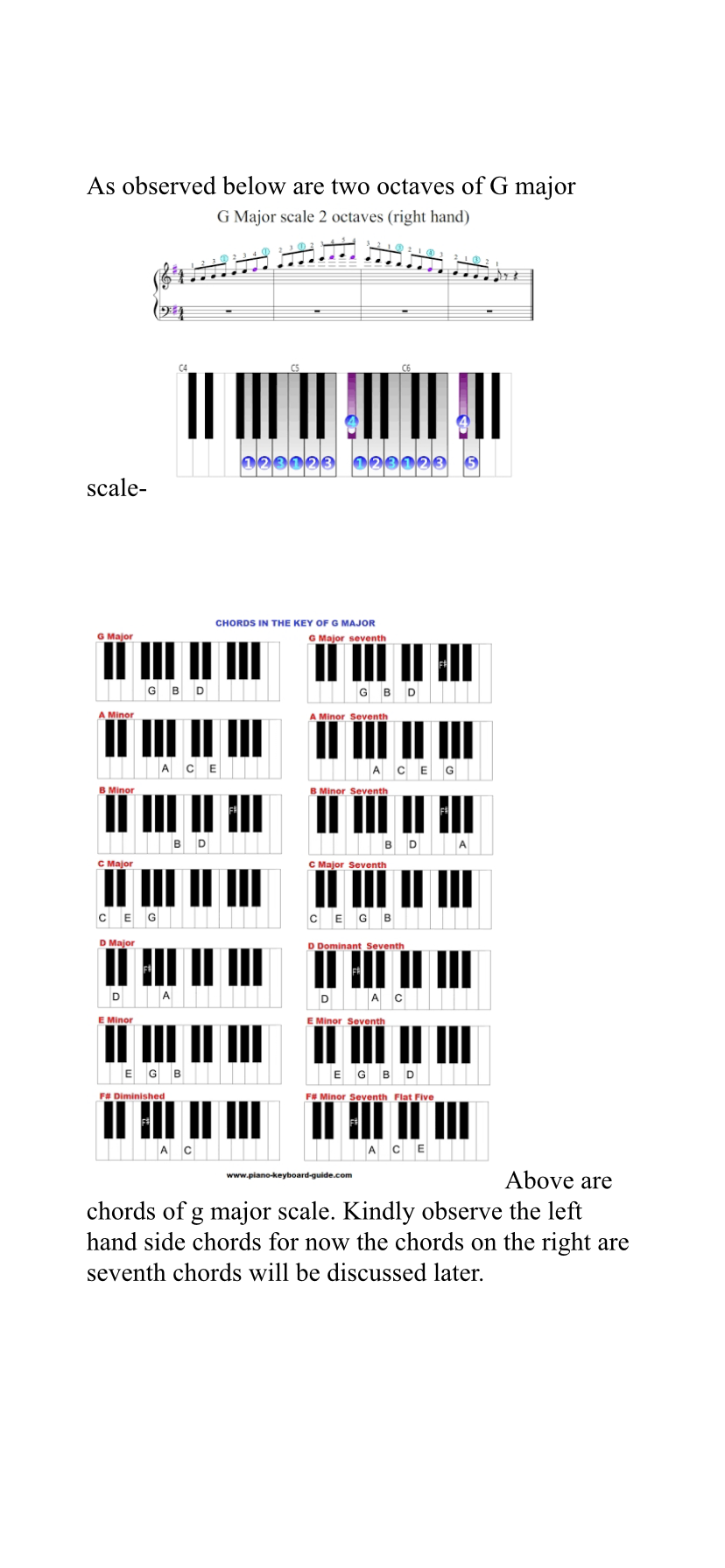 G major scale piano